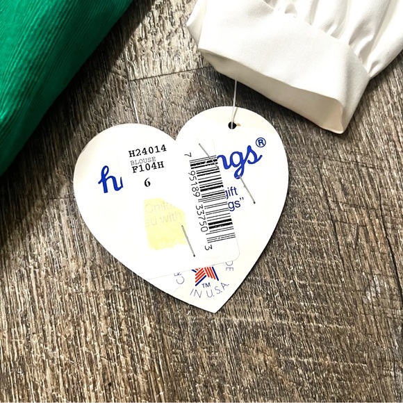 🎄Vintage Hartstrings Girls Christmas Dress Set Green Red White Size 6 NWT - Picture 5 of 16